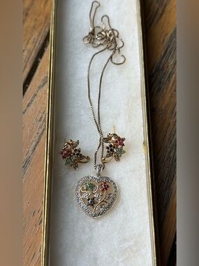 China Gold plated .925 sterling silver Heart small stones st Earrings